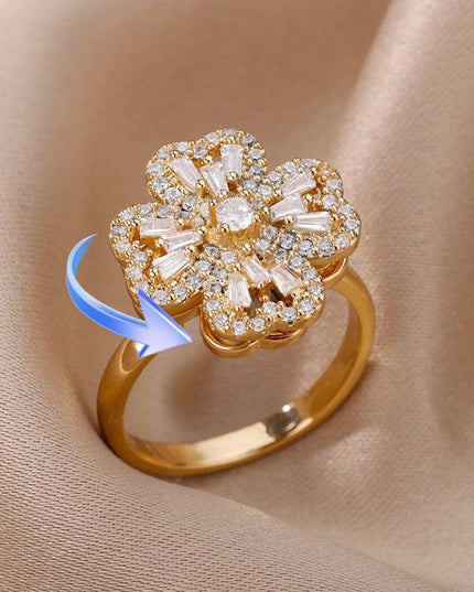 Elegant Four-Leaf Clover Stainless Steel Rings - A Touch of Luck and Style