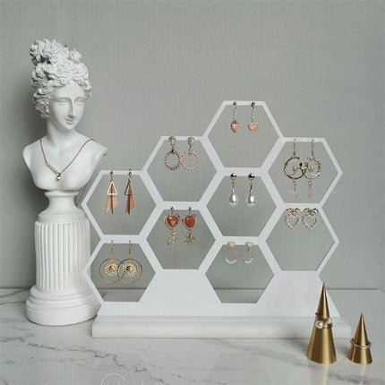 Eco-Friendly Honeycomb Earring Display Stand for 9 Pairs of Jewelry