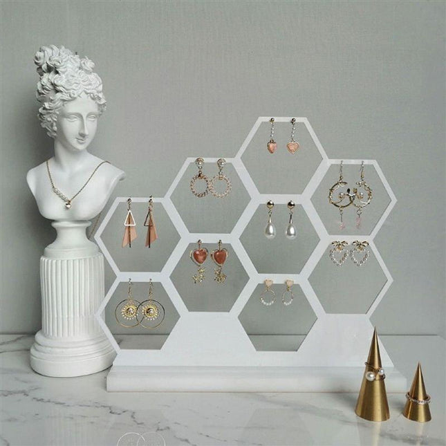 Eco-Friendly Honeycomb Earring Display Stand for 9 Pairs of Jewelry