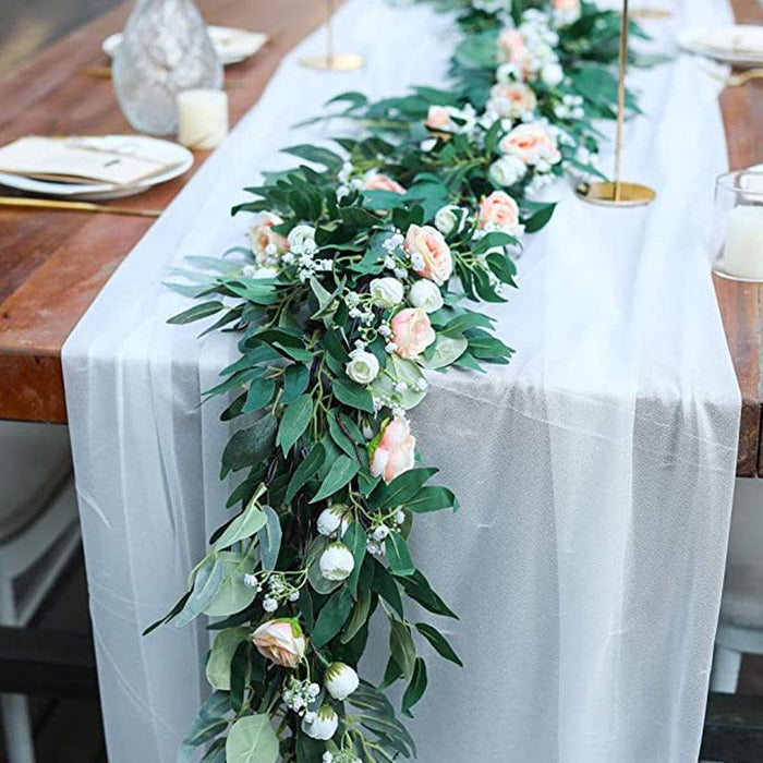 Elegant Pink Rose and Eucalyptus Vine Garland for Wedding and Home Decor