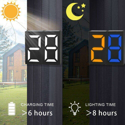 Elegant Solar-Powered LED House Number Sign: Contemporary Outdoor Address Illuminator