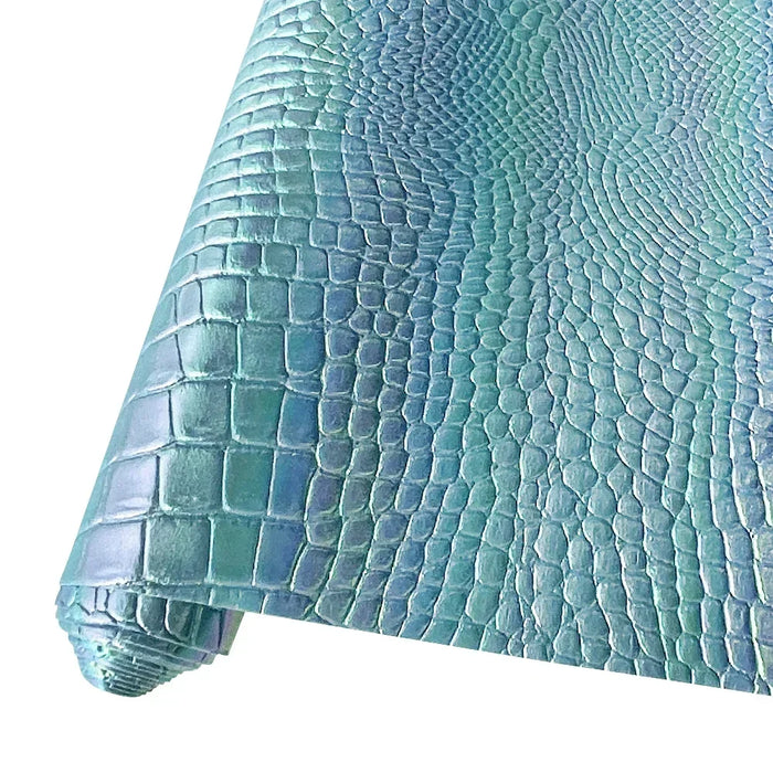 Exquisite Metallic Crocodile Stripe Holographic Faux Leather Crafting Sheet - 30x135cm