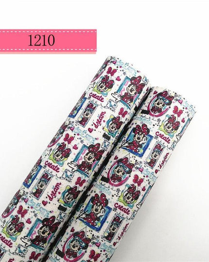 Cartoon-Inspired Faux Leather Craft Rolls - Set of 2 - 20x134cm Each