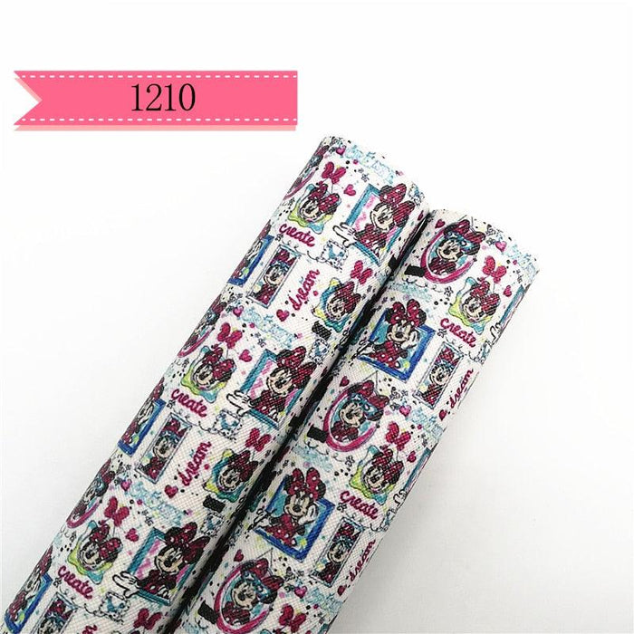 Cartoon-Inspired Faux Leather Craft Rolls - Set of 2 - 20x134cm Each