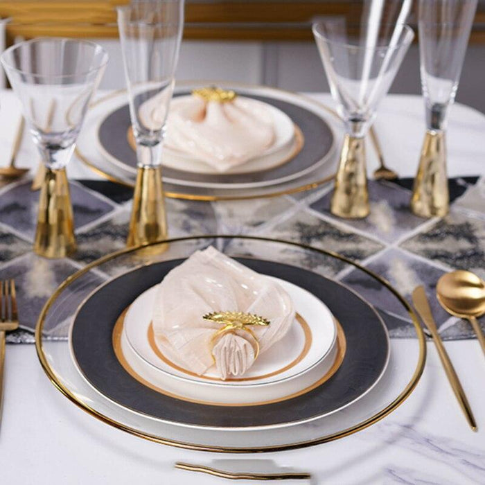 Elegant Botanical Ceramic Dinner Plate Set of Four