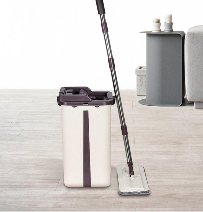 Extendable Squeegee Mop and Bucket Set with Microfiber Pad: Complete Floor Cleaning Solution