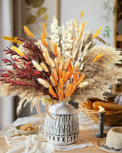 Chic Dried Pampas Grass and Bunny Tail Floral Arrangement