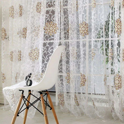 Chic Khaki Striped Polyester Curtain with Elegant Tassel Details