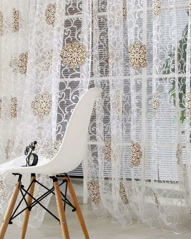 Chic Khaki Striped Polyester Curtain with Elegant Tassel Details