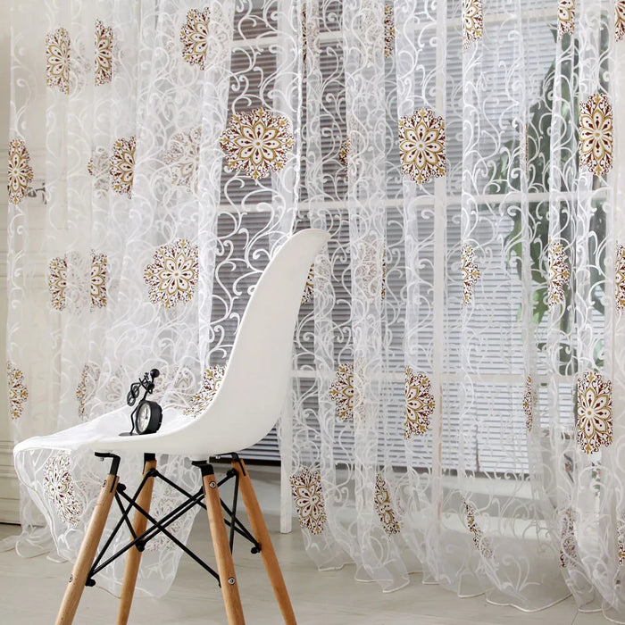 Elegant Khaki Striped Polyester Window Curtain with European Style Influence
