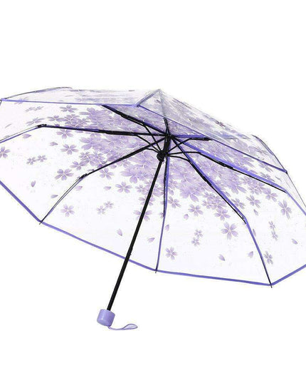 Chic Cherry Blossom UV-Proof Sunshade with Extended Grip Handle