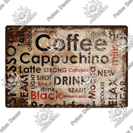 Retro Coffee Metal Sign - Chic Wall Decor for Kitchen, Cafe, or Bar