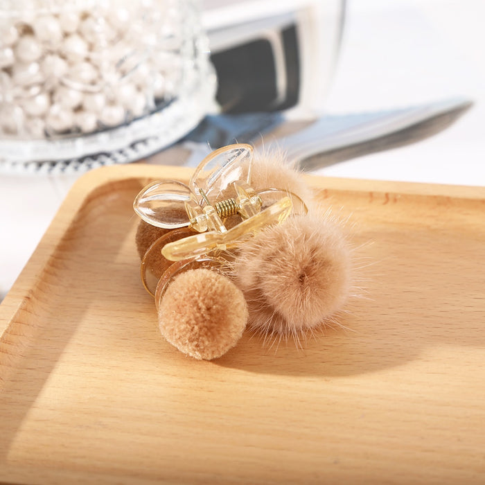 Luxe Rabbit Fur Shark Clip - Chic Hair Claw Accessory