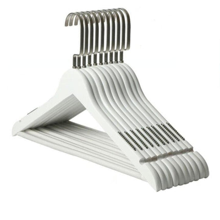 Elegant White Wooden Hanger Set with Gold Hooks for Fashionable Closet Organization