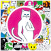 Whimsical Cartoon Cat Sticker Set with a Mischievous Middle Finger Design