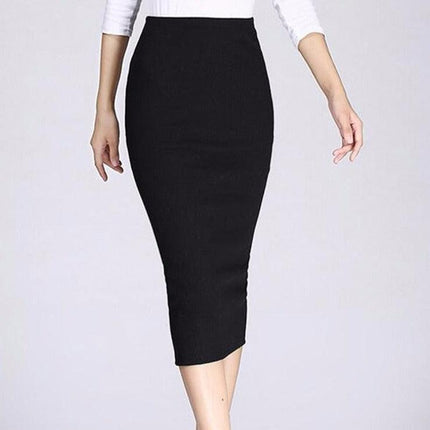 Elegant Wool Rib Knit Midi Skirt for Winter Chic