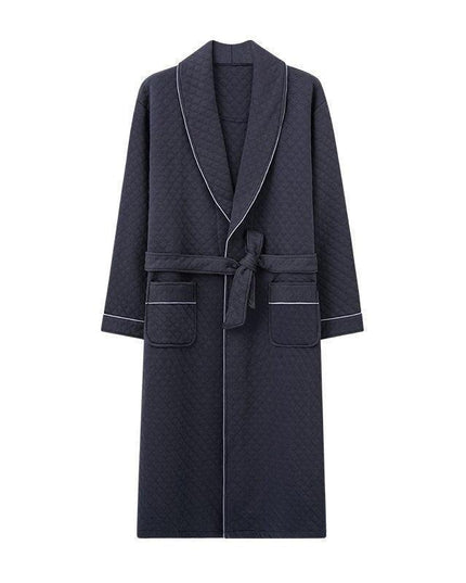 Sophisticated Comfort: Three-Layer Grey Cotton Men's Bathrobe for Winter Relaxation
