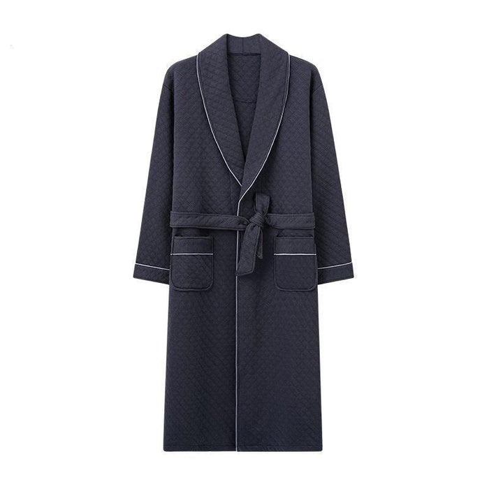 Sophisticated Comfort: Three-Layer Grey Cotton Men's Bathrobe for Winter Relaxation