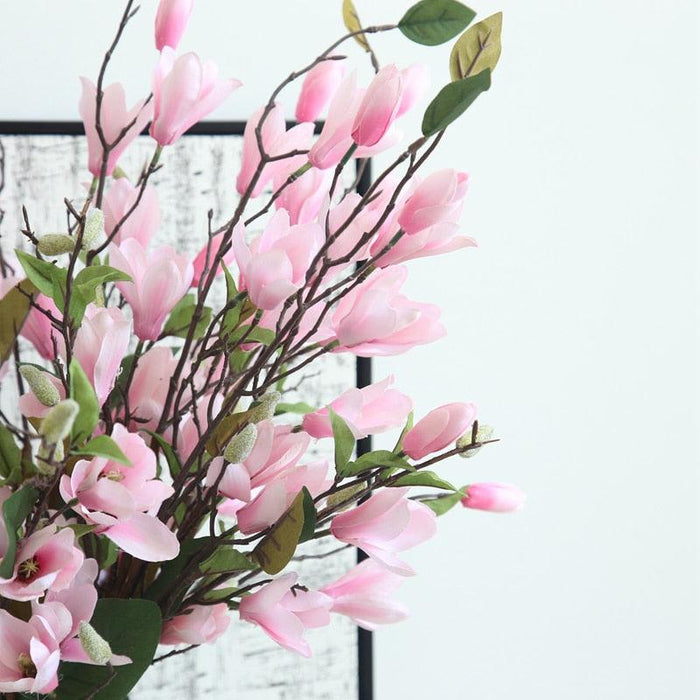 Silk Magnolia Branch - Elegant Lifelike Floral Decor for Home or Events