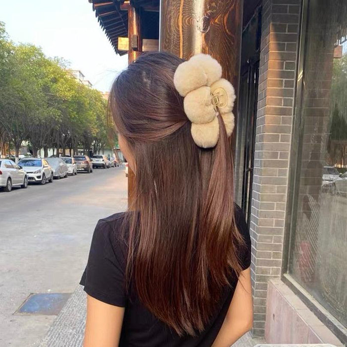 Luxe Rabbit Fur Shark Clip - Chic Hair Claw Accessory