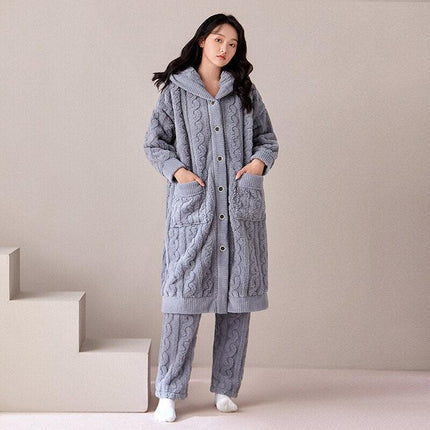 Cozy Elegance: Plush Coral Velvet Women's Bathrobe for Winter Relaxation