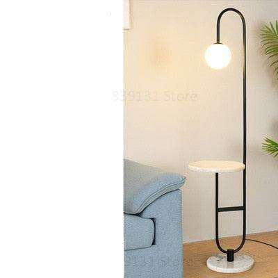 Nordic-Inspired LED Floor Lamp with Built-In Round Table for Modern Interiors