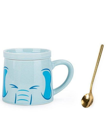 Adorable Cat-Inspired Ceramic Mug Set with Matching Spoon and Lid