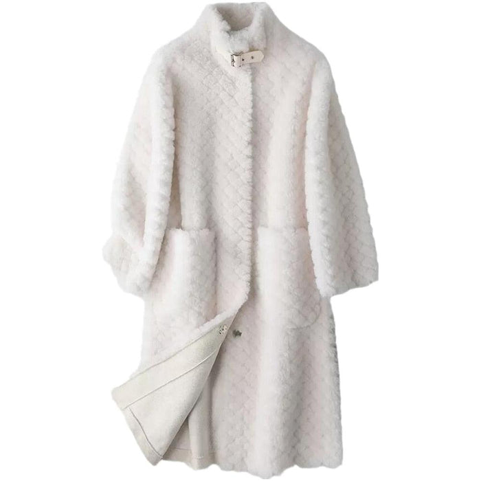 Elegant Women's Wool Fur Coat: Luxurious & Cozy Choice