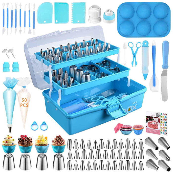 Comprehensive 236-Piece Cake Decorating Set with Multi-Layer Toolbox