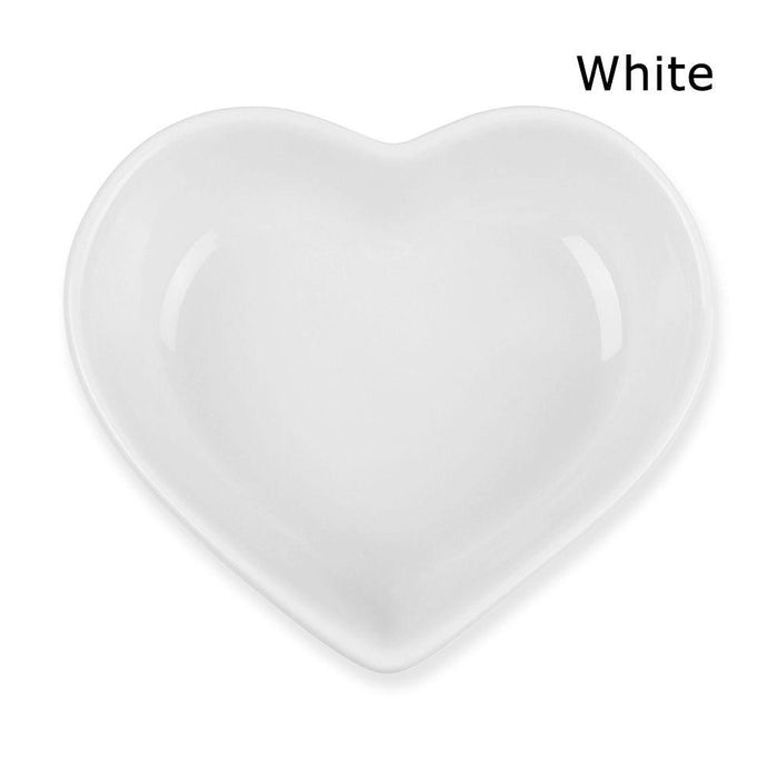 6-Piece Heart-Shaped Ceramic Sauce Dishes Bundle - Romantic Dining Set