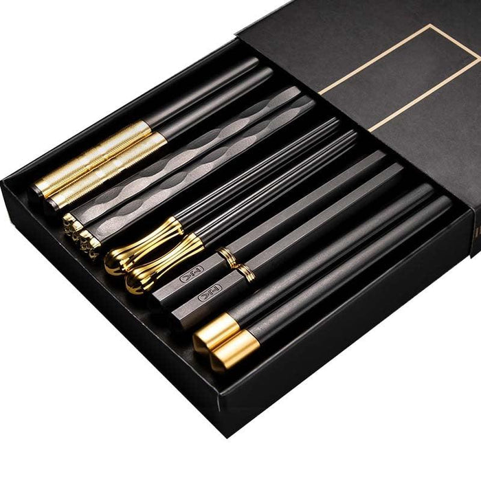 Elegant Set of 5 Japanese Non-Slip Chopsticks in Various Designs