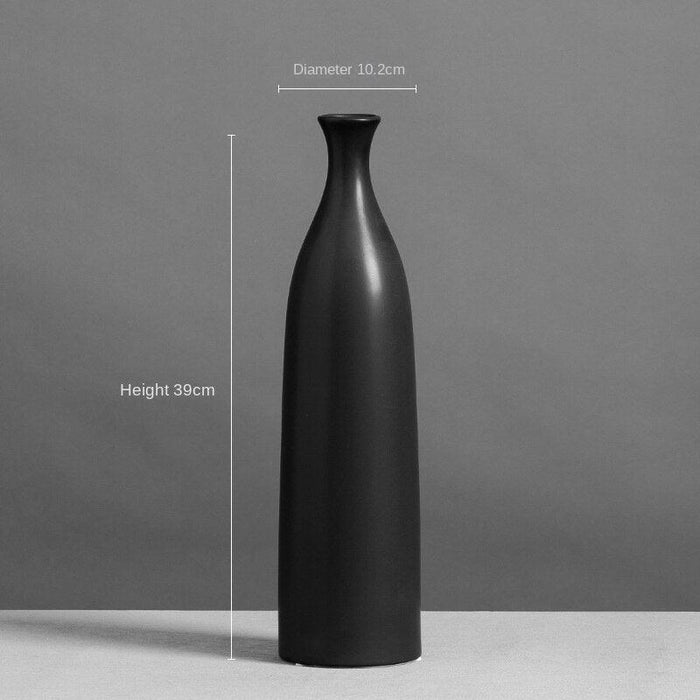 Exquisite Black Ceramic Vase with Sleek Tall Neck and Flexible Size Options