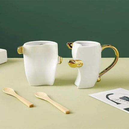 Romantic Connection Ceramic Mug Duo with Charming Accessories