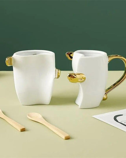 Romantic Connection Ceramic Mug Duo with Charming Accessories