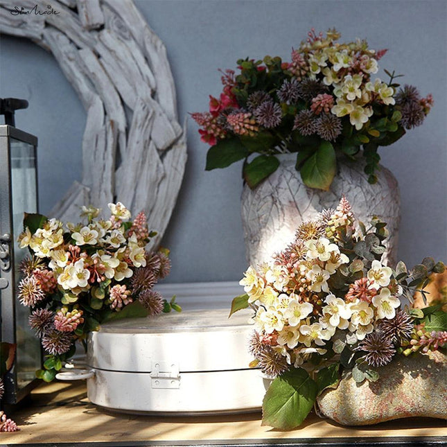 Nordic Elegance Hydrangea and Fruit Silk Floral Display