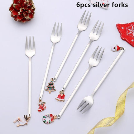 Festive Joy Stainless Steel Cutlery Set - Delightful Tableware for Holiday Celebrations