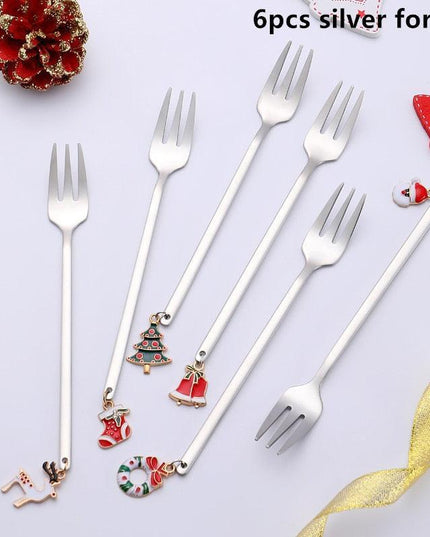 Festive Joy Stainless Steel Cutlery Set - Delightful Tableware for Holiday Celebrations