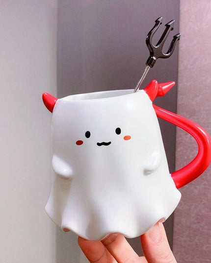 Fiery Fiendish Ceramic Mug Set for Halloween