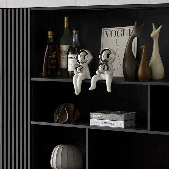 Nordic Space Explorer Ceramic Astronaut Statues - Modern Home Decor Collection