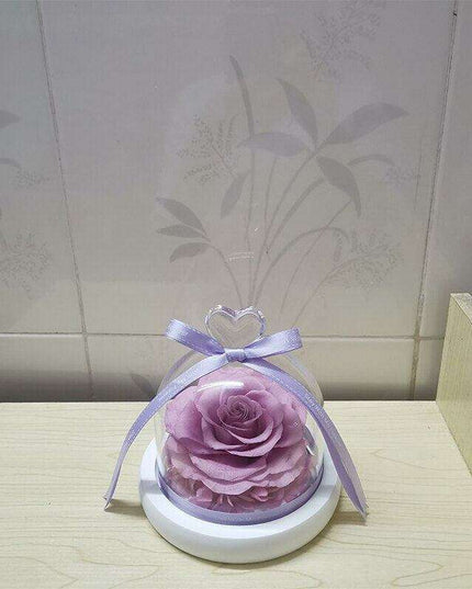 Eternal Romance - Glass Enchantment with Preserved Roses and LED Lights