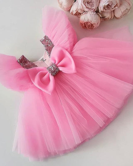 Charming Floral Bow-Back Dress for Young Royalty