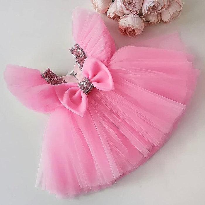 Enchanted Floral Bow Backless Party Dress for Young Girls