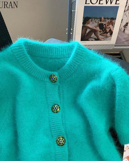 Chic Korean Short Sleeve Knitted Cardigan: Effortless Elegance Sweater Coat