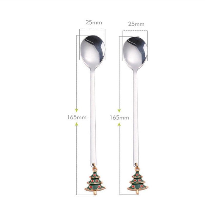Santa's Joyful Holiday Silverware Duo - Cheerful Spoon and Fork Set for Festive Feasts