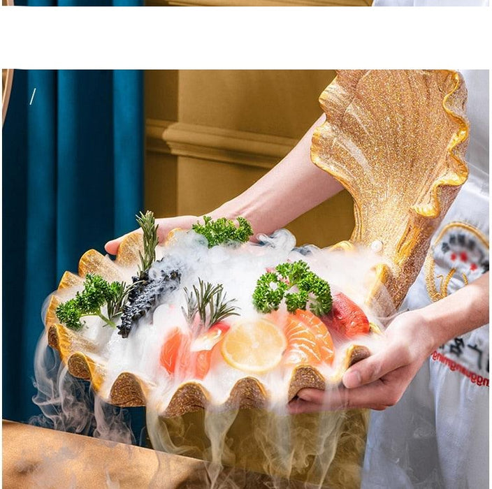 Oceanic Elegance: Artistic Shellfish Conch Sashimi Plate