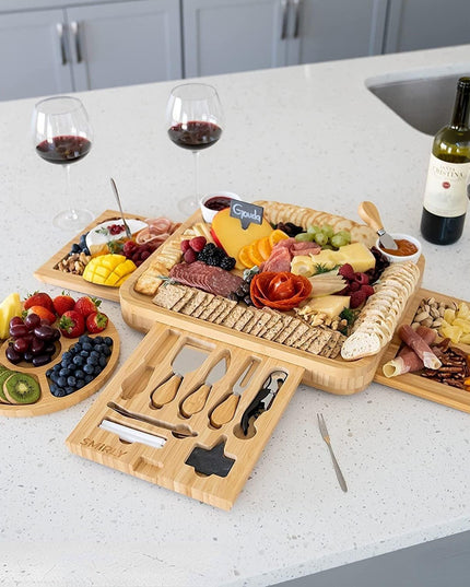 Elegant Bamboo Cheese Serving Board Set - Premium Entertaining Essentials