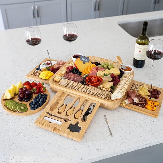 Elegant Bamboo Cheese Serving Board Set - Premium Entertaining Essentials