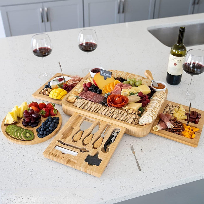 Gourmet Bamboo Serving Board Set - Deluxe Entertaining Platter