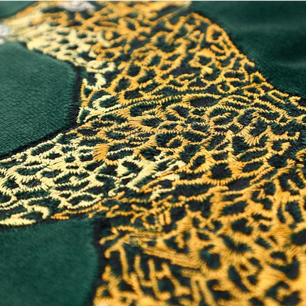 Regal Golden Leopard Green Velvet Accent Pillow