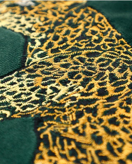 Regal Golden Leopard Green Velvet Accent Pillow